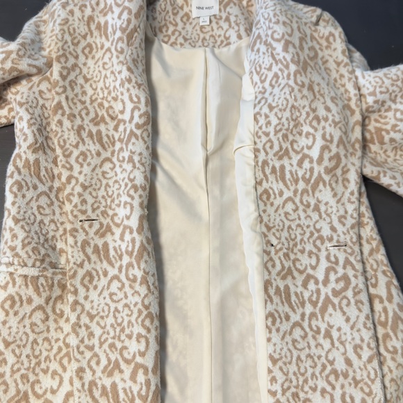 Nine West Side Vent Animal Print Coat in Ivory Tan Leopard - Picture 8 of 11